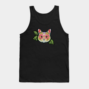 Orange Tabby Cat - Day of the Dead Sugar Skull Kitty Tank Top